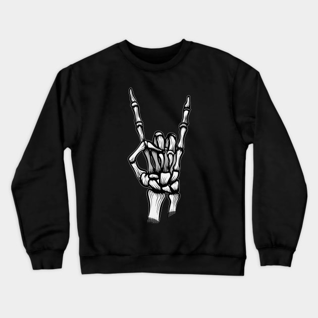 Skull hand Rock n' Roll Crewneck Sweatshirt by NineBlack